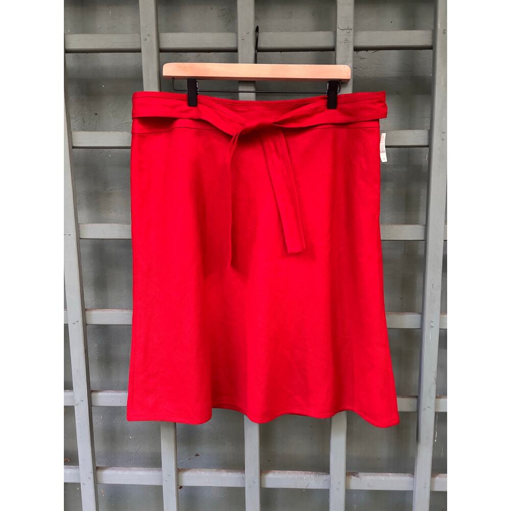 NWT Talbots Irish Linen Tie-Waist Skirt - Vibrant Red size 16- Quiet Luxury